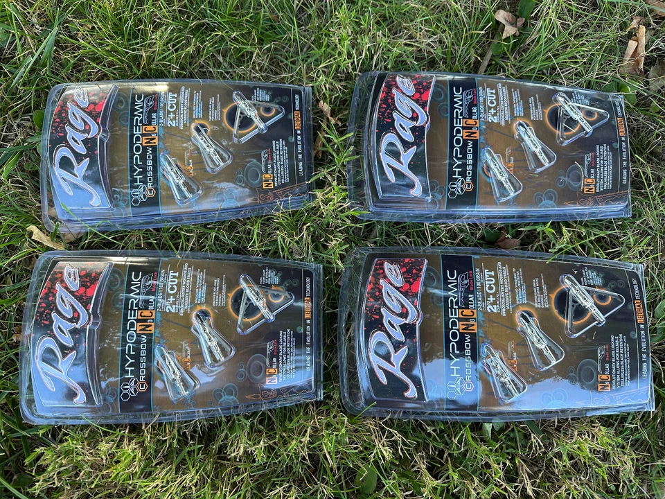 4 pacotes Rage Crossbow hipodérmico NC sem colarinho mecânico cabeças largas 100 grãos - Imagem 1 de 4