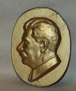 Vintage Russische UdSSR Metall Plakette Portrait Josef Stalin - Bild 1 von 8