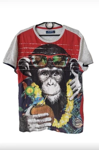 Desigual Men’s T-Shirt Size L Monkey Graphic Print Funny Colorful Summer Casual - Picture 1 of 16