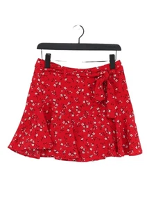 Falda midi Stradivarius para mujer L roja floral 100 % poliéster falda midi - Imagen 1 de 5