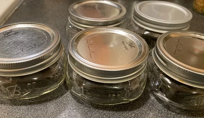 Lot of 5 Vintage BALL Wide Mouth Squatty Mason Jar 125/ 250ML  Clear glass EUC - Image 1 of 4