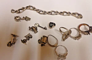 Sterling Silver Lot Scrap .925,    50  Grams With Stones - Picture 1 of 3
