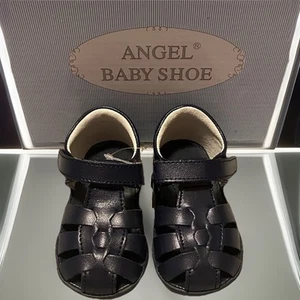 Boys NWB Angel Baby by Lamour Leather Fisherman Sandals Mack Navy Infant 3 M - Picture 1 of 11
