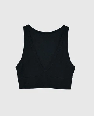 NEW La Senza Black Waffle Crop Tank Womens Large Sexy Top Camisole Sz M - Image 1 of 4