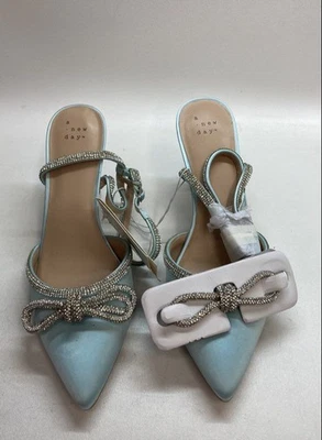 Zapatos de salón A New Day azul claro estrás lazo punta punta nuevos con etiquetas para mujer talla 10 Foto 1 de 4
