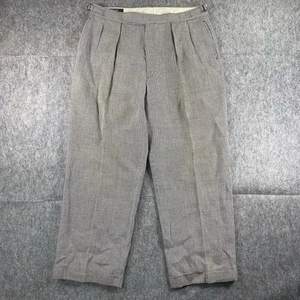 Vintage Polo Ralph Lauren Linen Pants Men's 34 x 28 Houndstooth Pleated 80s USA - Picture 1 of 17