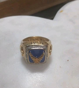 Danbury Mint Air Force Veteran Rings Gold plated Diamonds Insignia Style SZ 10 - Picture 1 of 5