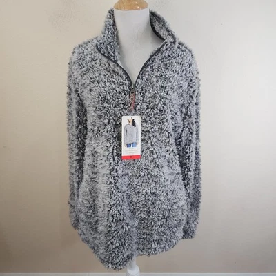 Weatherproof Vintage Sweater Womens Medium Gray 1/4 Zip Sherpa Pullover New - Image 1 of 4