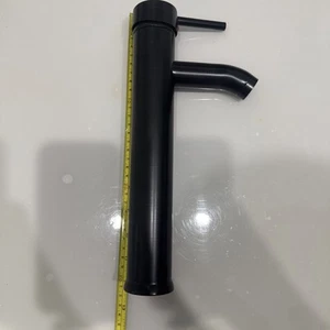 12" Badezimmer Gefäß Waschbecken Wasserhahn hoher Körper Einhand matt schwarz - Bild 1 von 7