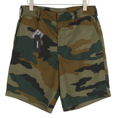 DIESEL P-Berti-C Men Shorts W31 Camouflage Zip Fly Multi Pockets Logo RRP€150 - Image 1 of 4