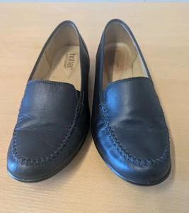 HOTTER COMFORT CONCEPT BLUE LEATHER 'JAZZ' SLIP-ON FLAT SHOES SIZE 5.5 UK - Picture 1 of 10
