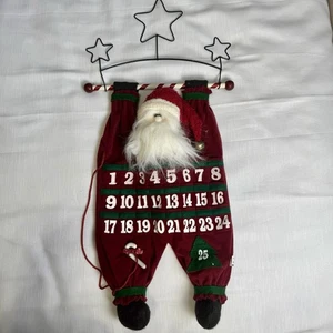 Vintage Advent Calendar Hanging Santa Crazy Mountain Christmas Countdown 32” - Picture 1 of 8