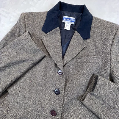 Pendleton Knockabouts Herringbone Women’s Jacket 100% Virgin Wool Size 8, Brown - Image 1 of 4