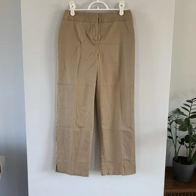 Laura Ashley Capri Pant Khaki Tan Cotton Stretch Womens Size 4P Flat Front Slack - Image 1 of 4