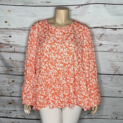 Blusa Top Monroe & Main Talla 3X Rosa y Blanco Estampado Floral Dobladillo Alto-Bajo Foto 1 de 4