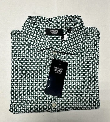 Camisa masculina de luxo líquida Murano XL fina manga curta formato verde água $79 - Imagem 1 de 4