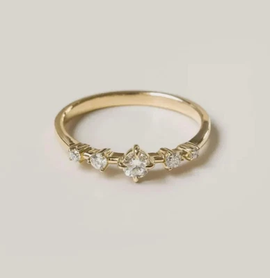 Юбилейное кольцо круглой огранки с пятью камнями, обручальное кольцо с муассанитом, обещающие кольца - Изображение 1 из 4