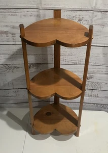 Vintage Wooden 3 Tier Heart Shelf Corner Stand Rustic Country Farmhouse Decor - Picture 1 of 8