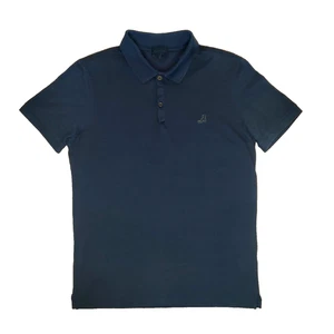 Lanvin Mens Sneaker Logo SS Polo Shirt Size M Navy Blue Cotton Pique Italy $360 - Picture 1 of 18