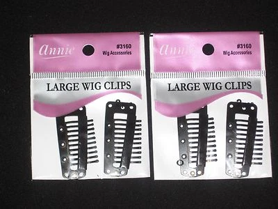 Juego de pinzas para pelucas grandes Annie #3160 negras paquete de 2 (2 piezas/paquete) pelucas, extensiones de cabello. Foto 1 de 4