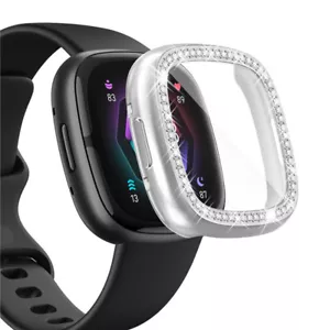 Custodia protettiva TPU morbida completamente intarsiata con diamanti per Fitbit Sense 2/Versa 4 - Foto 1 di 16
