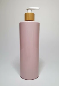 250ml Pink Blank Pump Bottle & Bamboo/White Lotion Pump PET Plastic ANY AMOUNT - Picture 1 of 1