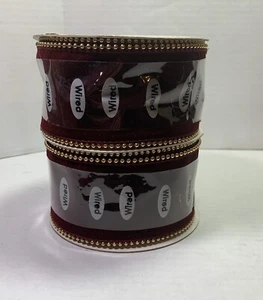 20 Yards BERWICK Wired Ribbon Garland 2 - 10 Yard Spools Beaded Edges 2 1/2" - Picture 1 of 8