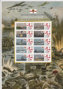 70th Anniversary Evacuation of Dunkirk Stamp Sheet. Signed Bob Sturley. Ltd Ed - Picture 1 of 3