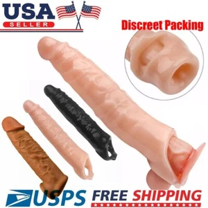 11"Male Cock-Girth-Enlarger-Enhancer-Penis-Extension-Extender-Sheath-Sleeve USA - Picture 1 of 29