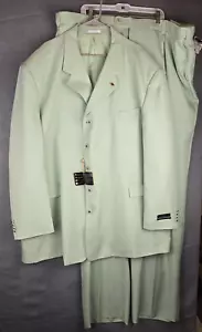 Giacca tuta vintage Stacy Adams Dusk SA 2 pezzi 56L pantaloni W52 verde salvia - senza orlo - Foto 1 di 13