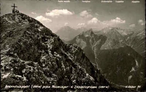 Bayern ~1968 Brunnsteingipfel Zugspitze AK mit Stempel "DAV Sektion Mittenwald" - Bild 1 von 2