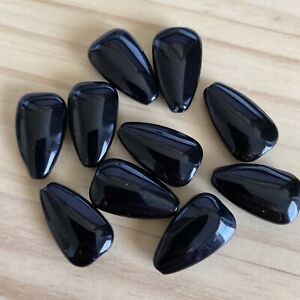 10 BLACK TEAR DROP GLASS LAMP WORK BEADS - approx 25mm DIY Jewelry making