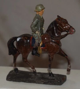 Vintage Elastolin German Soldier Mounted on Horse - Germany Lineol - Picture 1 of 6