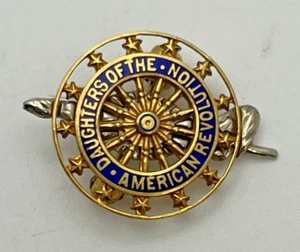 Daughters of American Revolution Vintage 14K Solid Gold Lapel Pin Brooch DAR - Picture 1 of 4