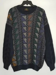 Suéter italiano vintage para hombre de Baffo talla 54 geométrico estilo Cosby Biggie - Imagen 1 de 8
