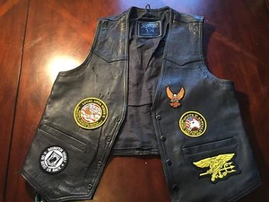 Leder Motorrad Weste Herren Medium mit Patches - Bild 1 von 12