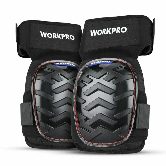 Workpro Pair Gel Knee Pads with Anti-Slip Straps - Black