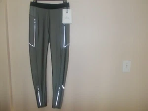 $450 Moncler Metallic Leggings Pantalone Contrast Waistband Logo sz M NWT - Picture 1 of 11