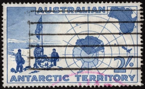 Australian Antarctic Territory Stamp Scott # L4 Used F-VF - 2sh Ultramarine Map - Picture 1 of 1