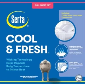 SERTA Cool & Fresh Cooling Sheet Set Full LIGHT GRAY 4 Piece ~ Brand New - Picture 1 of 2