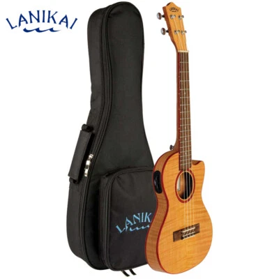Lanikai FM-CETT Flame Maple Thin Line Tenor Acoustic Electric Ukulele with Bag - Image 1 of 4