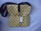 handmade mustard yellow bee design canvas shoulder handbag 