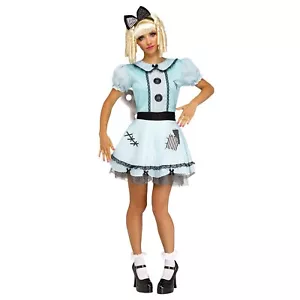 Wind Up Doll Halloween Costume Adult Women's Medium 8-10 Creepy 2-Piece Set - Picture 1 of 2