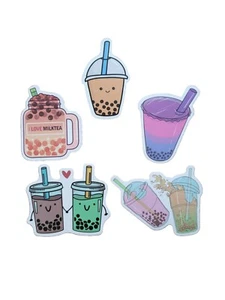 Bobba Tea Stickers X 5 6cm X 2cm - Photo 1/4