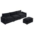 120" Large 3 Seat L-Shaped Sectional Sofa Set Living Room Couch with Ottoman