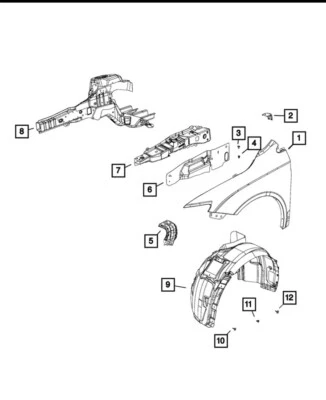Chrysler 200 2015-2017 protector de cabina de rueda, delantero derecho Mopar OEM NUEVO 68174586AE Foto 1 de 4