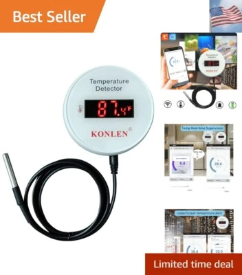 Tuya WiFi Temperature Sensor with External 9.8ft Probe Cable, Smart Life Digi... - Image 1 of 4