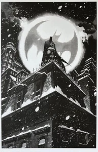 MATTEO SCALERA rare BATMAN art print SIGNED Bat SIGNAL Ink/Wash LAST TWO! - Picture 1 of 1