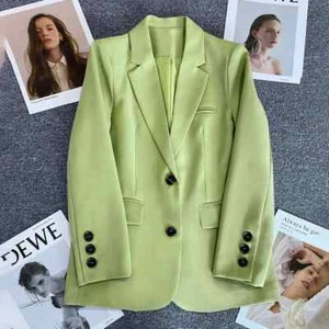 Elegant Office Lady Blazer Woman 2025 Fashion Long Sleeve Single Button Blazers - Picture 1 of 24