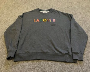 Unisex Lacoste Loose Fit Rainbow Pride Wording Embroidered Fleece Sweatshirt 3XL - Picture 1 of 7
